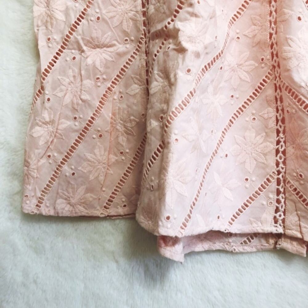 LOFT Light Pink Chevron Floral Cutout Cotton Skirt - Picture 7 of 8